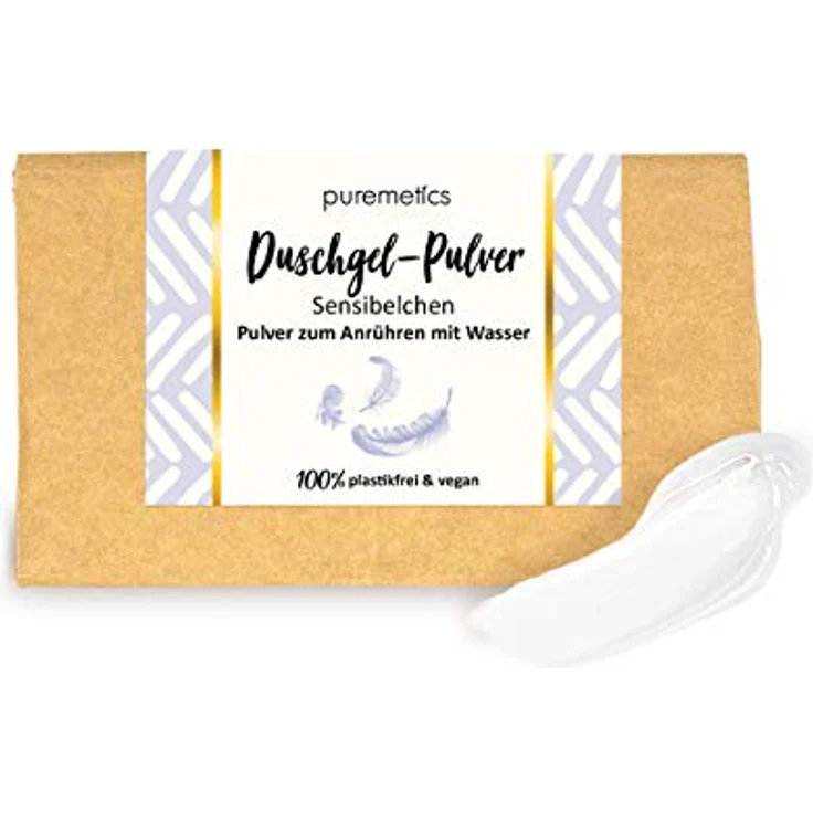 puremetics Zero Waste Duschgel Pulver “Sensibelchen“ (100g = 400ml) | für alle Hauttypen | vegan & plastikfrei – Bild 1