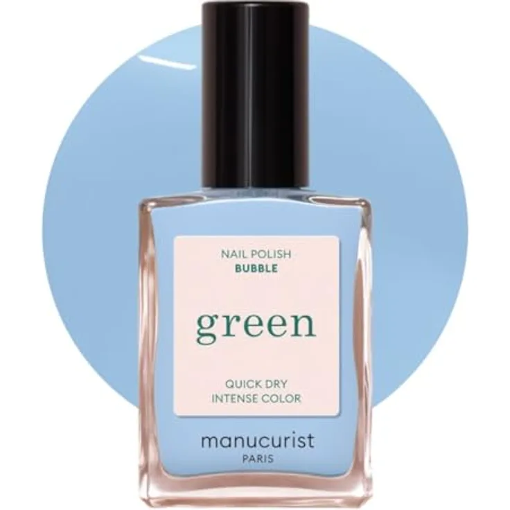 Manucurist Green Nagellack Pastell Blau - Klassischer, natürlicher 9-Free-Nagellack Bubble - Veganer Nagel Lack mit natürlichen Inhaltsstoffen (84%) - 15 ml