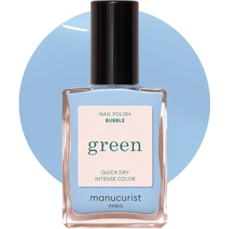 Manucurist Green Nagellack Pastell Blau - Klassischer, natürlicher 9-Free-Nagellack Bubble - Veganer Nagel Lack mit natürlichen Inhaltsstoffen (84%) - 15 ml – Bild 1