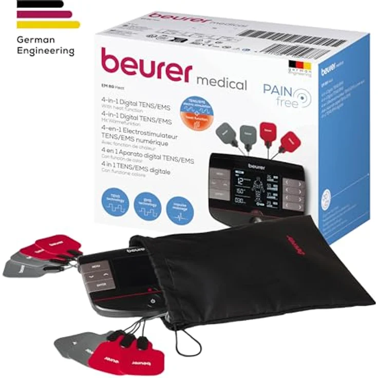 BEURER EM 89, TENS-EMS-Gerät in 4-in-1 Funktion mit Wärme, 8 Elektroden, inkl. 8 selbsthaftenden Gel-Pads für großflächige Anwendung – Bild 7