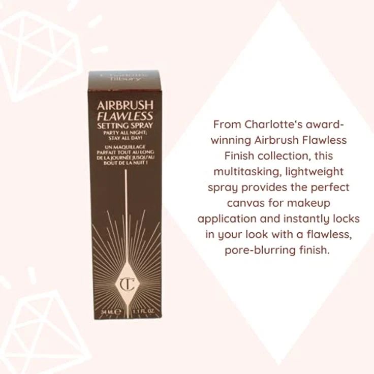 Charlotte Tilbury Airbrush Flawless Setting Spray, 34 ml - langanhaltende, feuchtigkeitsspendende Formel für makellosen Teint, wasserfest und schweißresistent – Bild 4