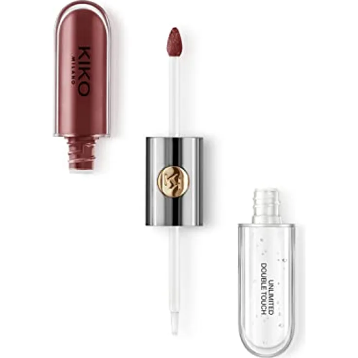 KIKO Milano Unlimited Double Touch, langanhaltender flüssiger Lippenstift mit Glanz, Farbton 105 Scarlet Red, 6 ml