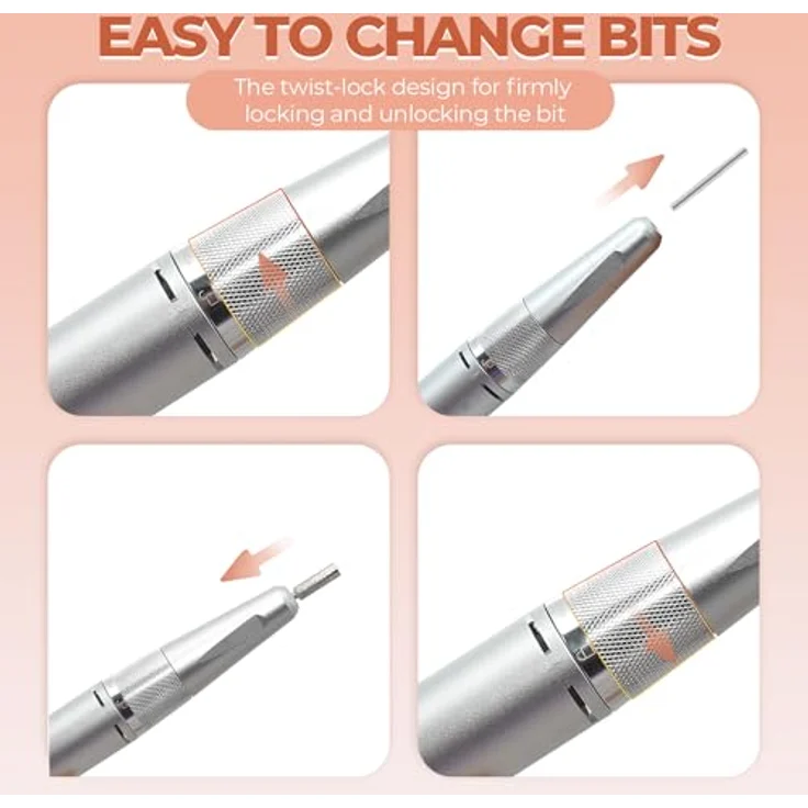 JCMaster Maniküre-Pediküre-Set, Nagelfräser 35000RPM, 5200mAh, 12 Nagelfeile-Bits und Schleifbänder – Bild 3