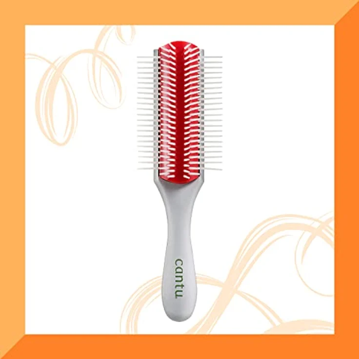 Cantu Dicker Entwirrungspinsel, zuverlässiger Entwirrungshelfer mit rutschfestem Griff, orange, weiß – Bild 4