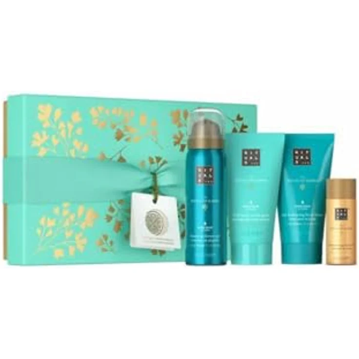 RITUALS The Ritual Of Karma Geschenkset, Duschschaum und Körperpflegeprodukte, 50 ml Duschschaum, 70 ml Körperpeeling, 70 ml Körpermilch, 30 ml pflegendes Körperöl mit Glitzer – Bild 2