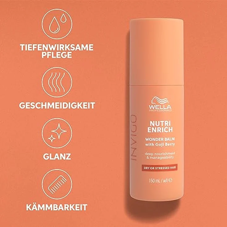 Wella Professionals Invigo Nutri Enrich Wonder Balm – Feuchtigkeitsspendendes Anti Frizz Balsam mit Vitamin E – Leave-in Conditioner für lebendige Locken – 150 ml – Bild 2
