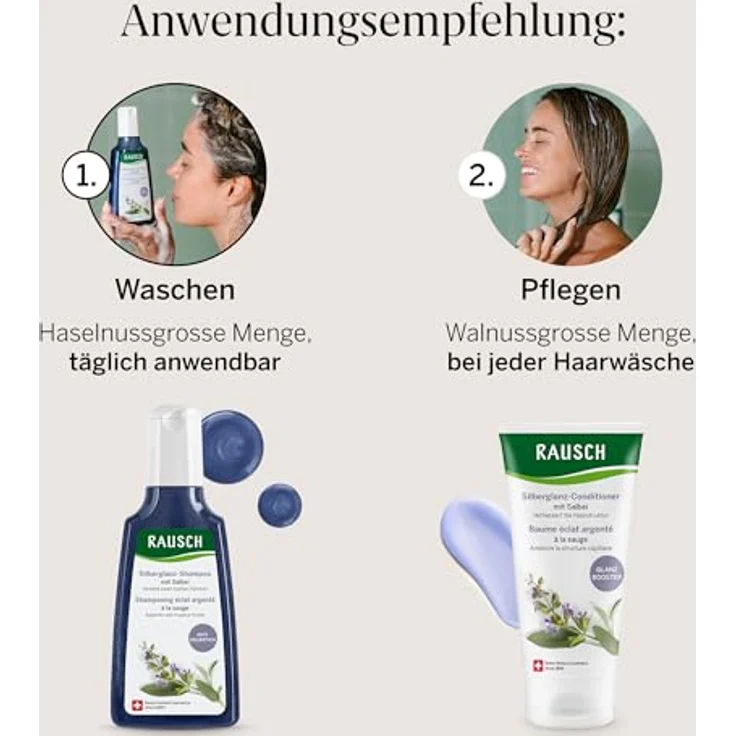 RAUSCH Silberglanz-Shampoo mit Salbei, 200 ml für strahlenden Glanz und Pflege – Bild 6