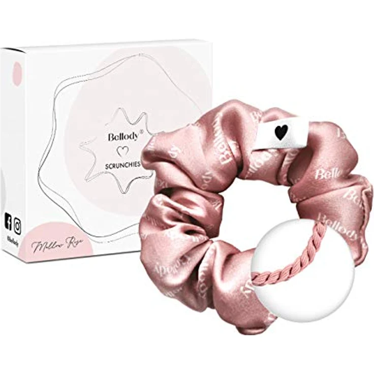 Bellody® Scrunchies Samt – Samtig weich, starker Halt, Velvet Look, exklusive Farben (1 Stück) (Seide Pink) – Bild 1