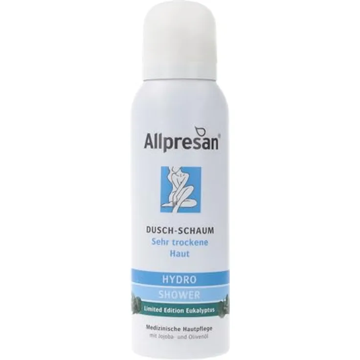 Allpresan Limited Edition HYDRO SHOWER Dusch-Schaum für sehr trockene Haut mit Eukalyptus, 125 ml – milde Reinigung mit Naturölen und Urea, vegan, 100% recycelte Dose