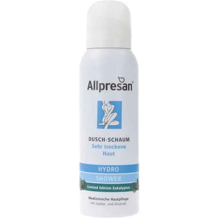 Allpresan Limited Edition HYDRO SHOWER Dusch-Schaum für sehr trockene Haut mit Eukalyptus, 125 ml – milde Reinigung mit Naturölen und Urea, vegan, 100% recycelte Dose – Bild 1