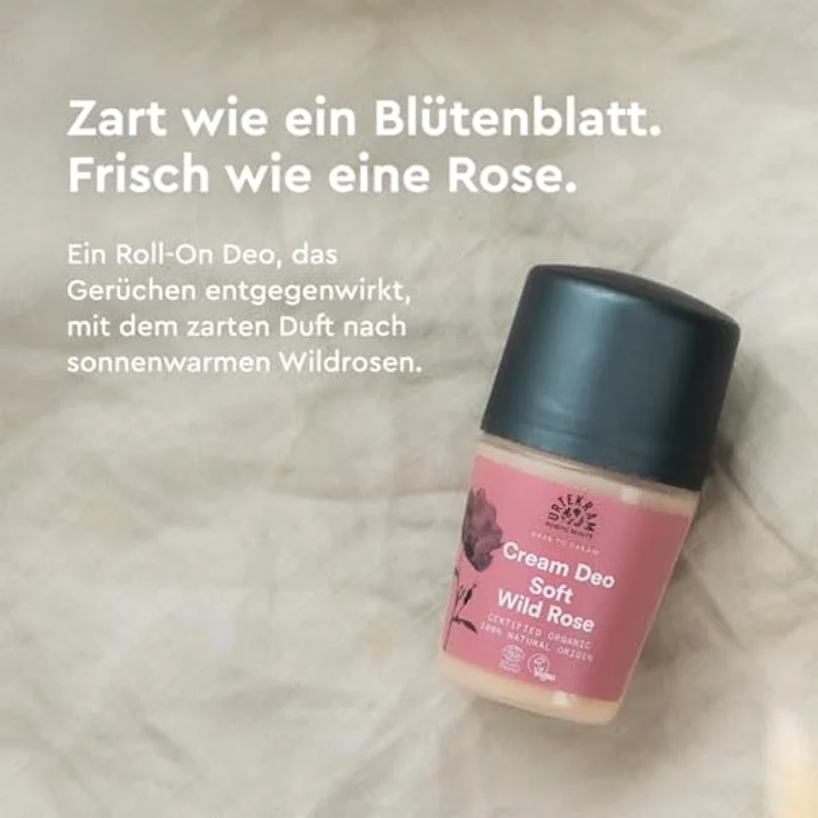 Urtekram Deodorant Soft Wild Rose 50ml, alkoholfrei und ohne Aluminiumsalze, sanft pflegend für normale & trockene Haut – Bild 2