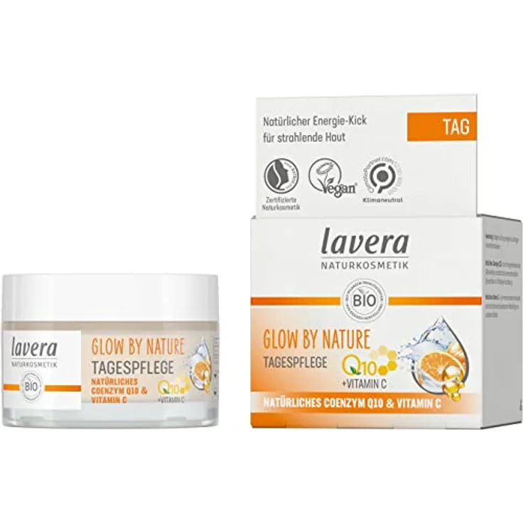 lavera GLOW BY NATURE Tagespflege - Naturkosmetik - vegan - Q10 & Vitamin C - feuchtigkeitsspendend - Tagescreme - vitalisierend - PETA-zertifiziert - 1 x 50 ml