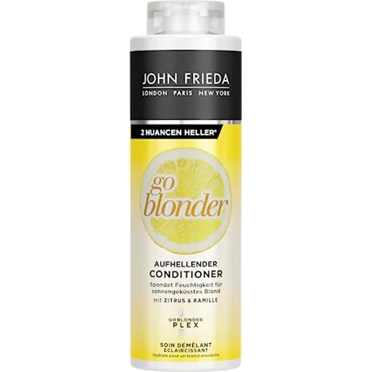 John Frieda Go Blonder Conditioner - Vorteilsgröße: 500 ml - Aufhellend - Haartyp: blond, blondiert - Kabinettgröße