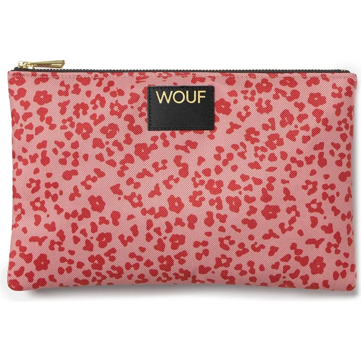 Wouf Necessaire Daily Kosmetiktasche, 26 cm, Braun, aus robustem Polyester mit recyceltem Leder-Patch und Reißverschluss, 10 l