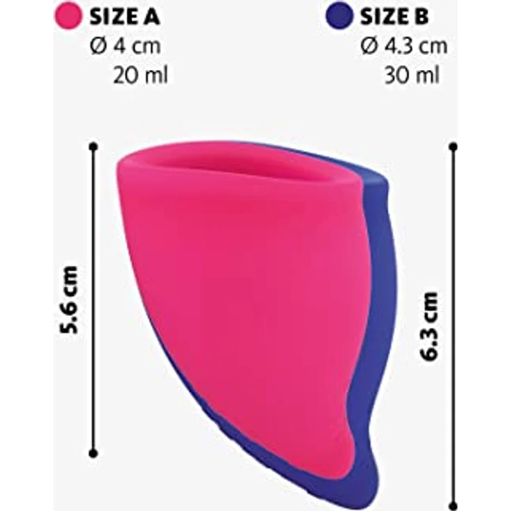 Fun Factory Menstruationstassen Explore Kit Größe A&B Pink und Ultramarine, 2 Stück – Bild 8