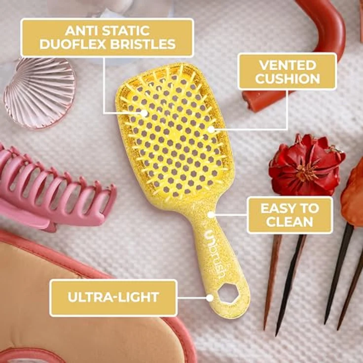 UNbrush Glitter Collection Detangling Hair Brush, Amber Entangler mit 105 flexiblen Borsten für müheloses Entwirren, unisex – Bild 6