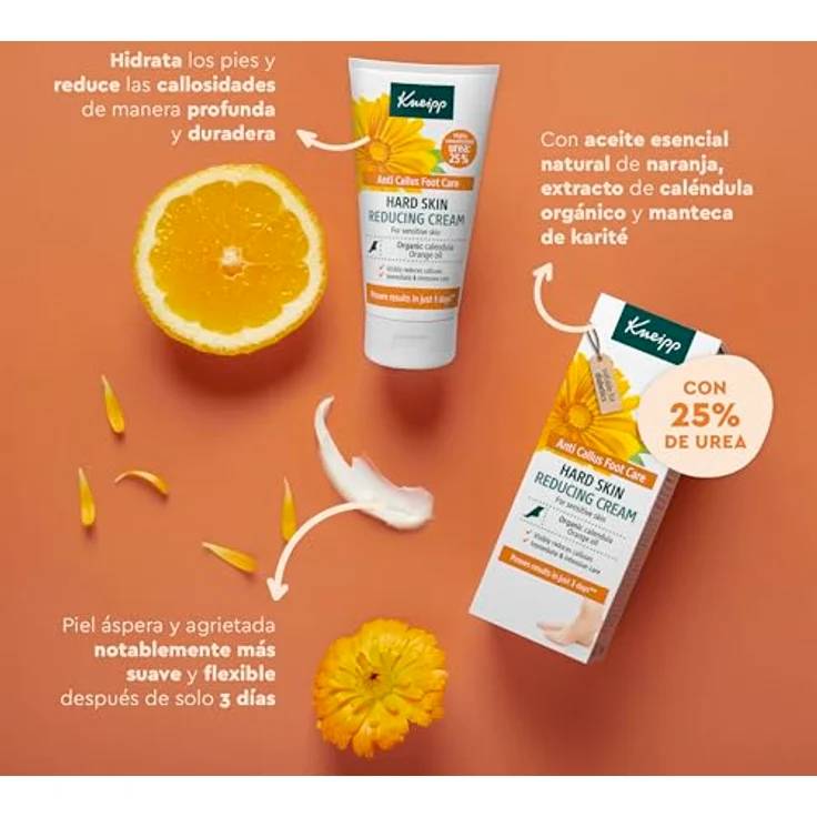 Kneipp Crema anti-callos Caléndula Naranja 50ml - Fußpflege mit 25% Urea und nährendem Orangenöl – Bild 4