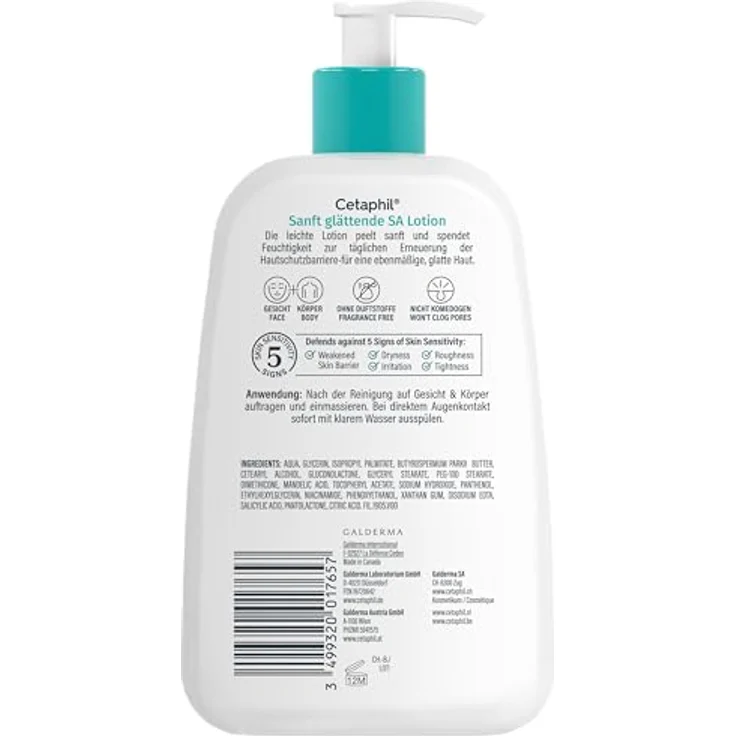 Cetaphil Sanft glättende SA Feuchtigkeitslotion, 236ml für trockene, rauhe, unebene Haut mit Salicylsäure, täglich anwendbar – Bild 2