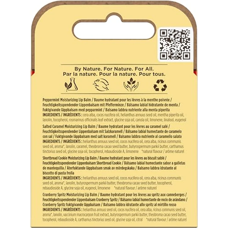 Burt's Bees Geschenkset Lippenbalsam-Set mit Bienenwachs und Vitamin E, 4 Geschmacksrichtungen: Shortbread Cookie, Cranberry Spritz, Salzkaramell, Pfefferminz, 4 x 4,25 g, 100 % natürlich – Bild 5