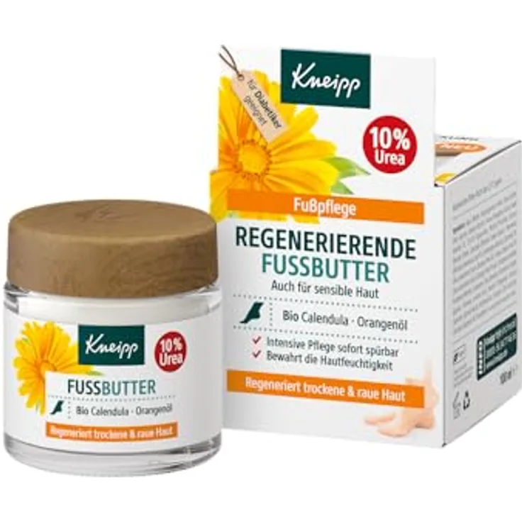 Kneipp Regenerierende Fussbutter - Bio-Calendula und Orangenöl - Intensive Pflege für trockene Haut - 100ml