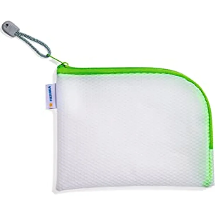 HERMA 20026 Reißverschlusstasche Reiseetui A6 transparent grün, kleine verschließbare Sichttasche mit Zipper, Kulturtasche für Handy, Ladekabel, Kosmetik, Stifte, Schlüssel