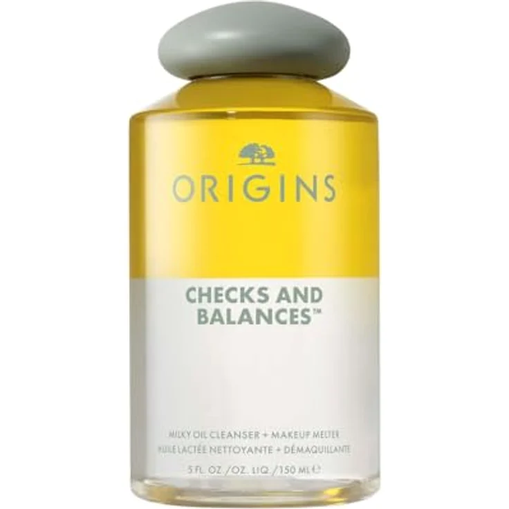 Origins Checks And Balances™ Milky Oil Cleanser + Makeup Melter, 150 ml, leichte Reinigungsformel für fettige und empfindliche Haut, 98 % natürliche Inhaltsstoffe – Bild 1