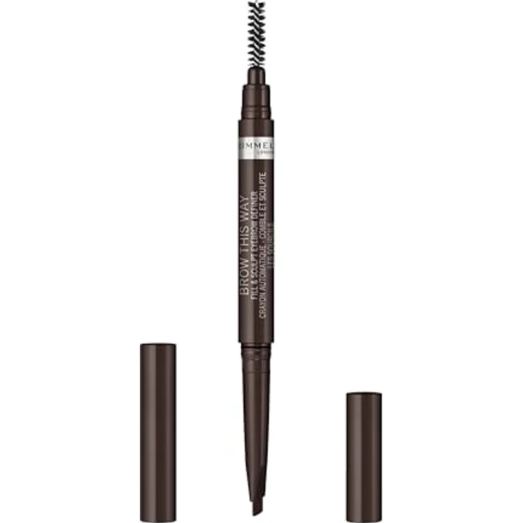 Rimmel Brow This Way Augenbrauenstift, 2 in 1 mit Bürste, Farbton 003 Dark Brown, 0,25 g, vegan mit Langzeiteffekt – Bild 2