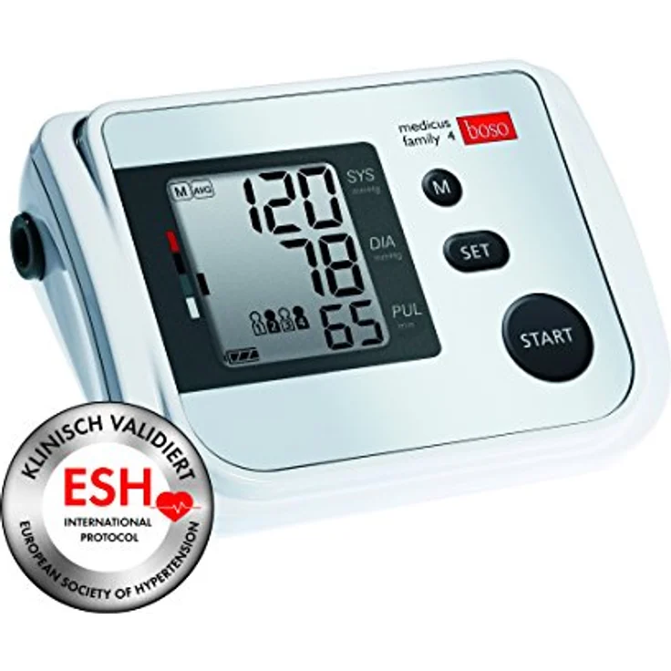 boso medicus family 4 Partner- und Familien-Blutdruckmessgerät mit 4 Speichern, großem Display und Arrhythmie-Erkennung inkl. Universal-Manschette (22-42 cm) – Bild 4
