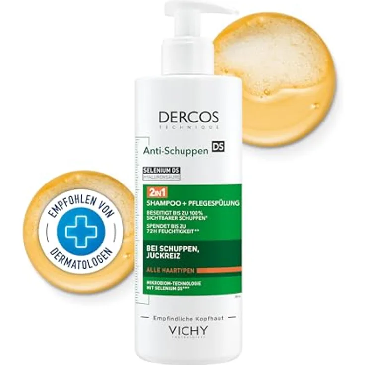 VICHY Dercos 2-in-1 Anti-Schuppen-Shampoo + Pflegespülung, 390 ml, mit Anti-Rückfall-Wirkung