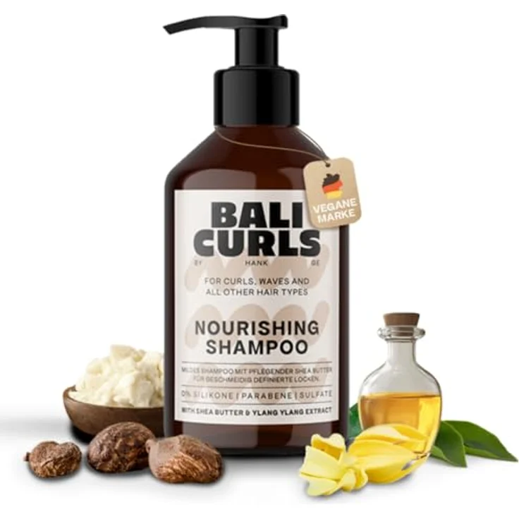 Bali Curls Nourishing Shampoo, Nährendes Haarshampoo ohne Sulfate, Parabene und Silikone für Naturlocken, 250ml – Bild 1