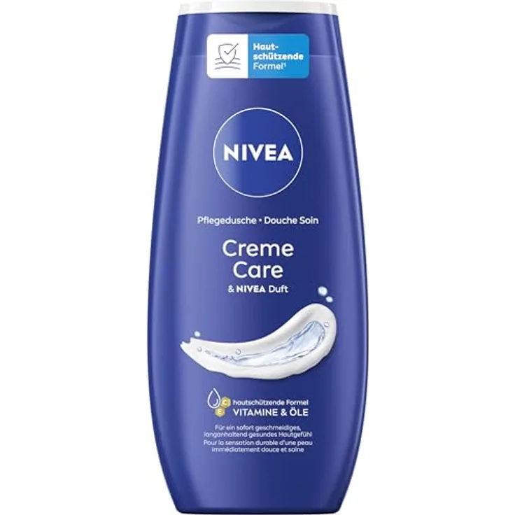 Nivea Duschcreme Creme Care, 250 ml, cremige Textur mit Vitamin C und E, vegan, pH-hautneutral, für alle Hauttypen