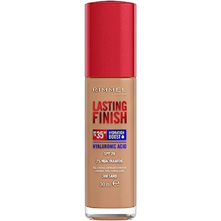 Rimmel London Lasting Finish 35 Hour, 300 Sand Foundation, langanhaltend, feuchtigkeitsspendend, vegane Formel, volle Deckkraft, 30 ml – Bild 1