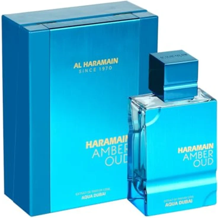 Al Haramain Amber Oud Aqua Dubai 100 ml Eau de Parfum Spray, luxuriöses unisex arabisches Parfüm mit fruchtigem Amber- und Moschusduft – Bild 1