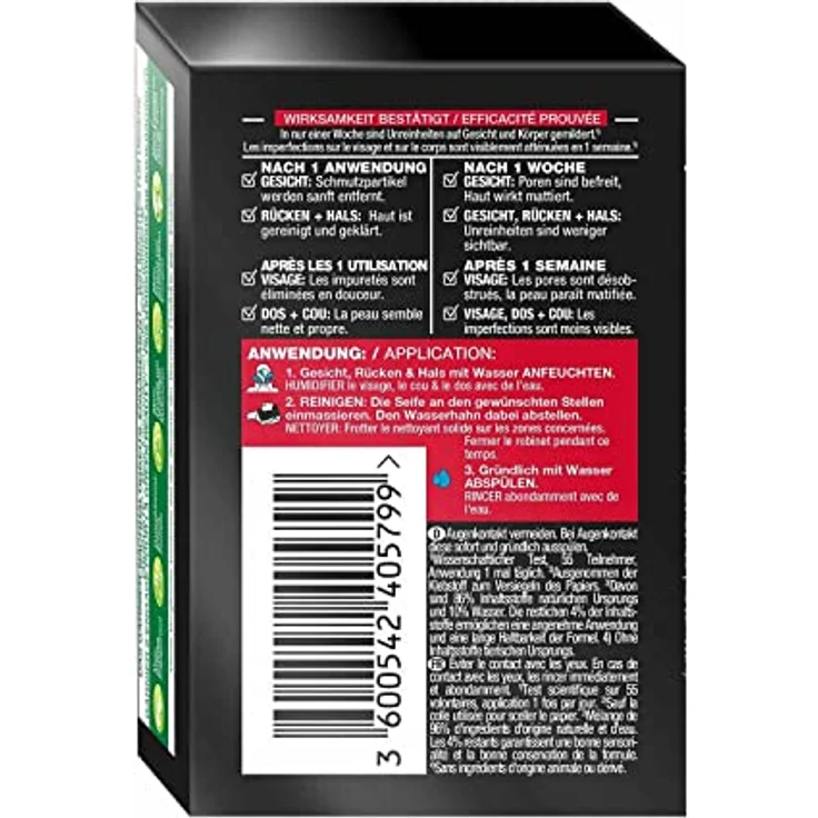 Garnier Hautklar PureActive Feste Reinigung Mit Kohle je 100g Gesicht Körper, 1 Packung, 96% natürliche Inhaltsstoffe – Bild 2
