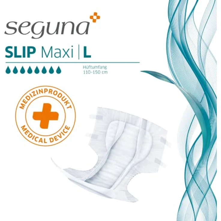 Seguna SEGUNA Slip Maxi, Inkontinenz Windeln für Erwachsene, Frauen, Männer, sehr schwere Blasen- und Stuhlinkontinenz, Saugleistung 4.050 ml, L, 16 Stück – Bild 5