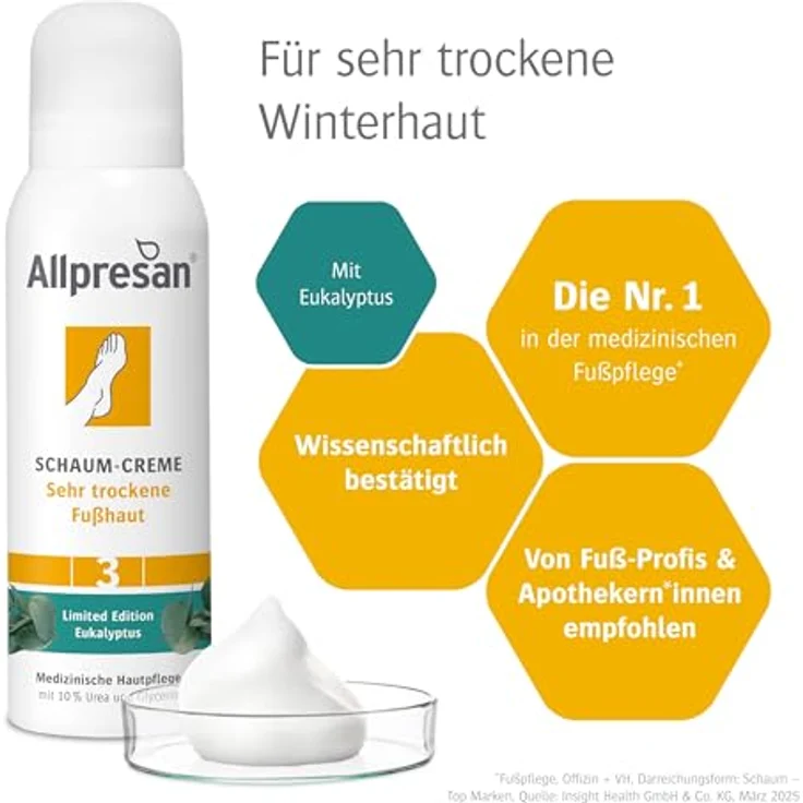 Allpresan Fuß spezial Nr. 3 Schaum-Creme mit Eukalyptus, Fußcreme für sehr trockene Haut mit 10% Urea und biomimetischen Lipiden, 125 ml - Limited Edition – Bild 2