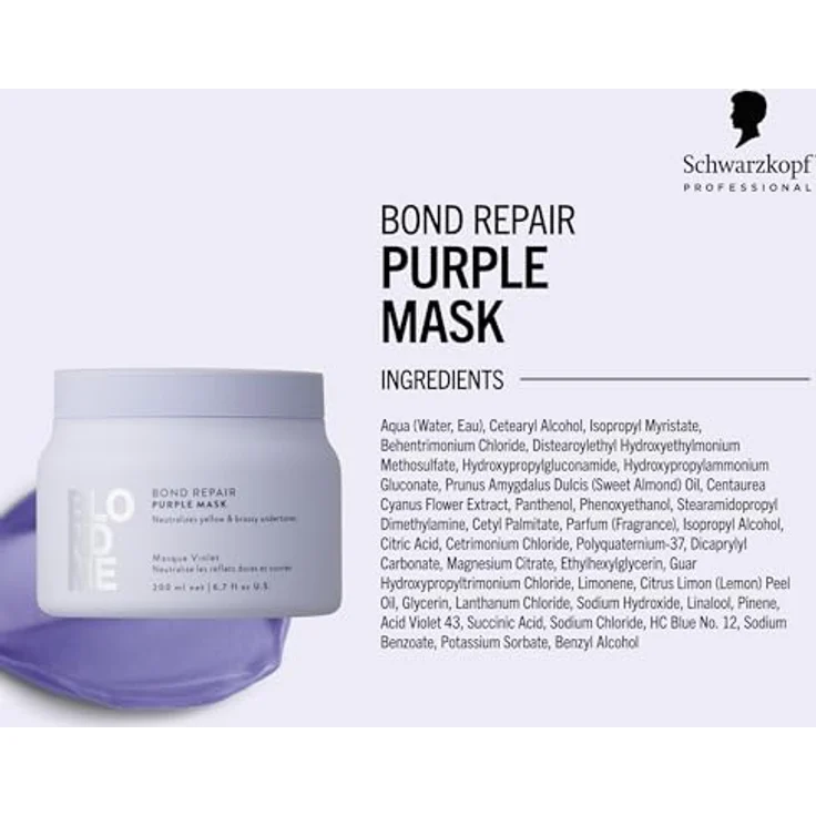 Schwarzkopf Professional Blondme Bond Repair Purple Mask, Haarmaske zur Neutralisierung gelber Verfärbungen, 500 ml – Bild 3