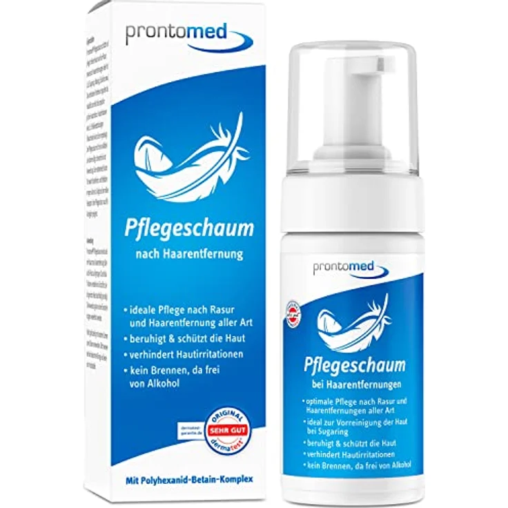 Prontomed Pflegeschaum nach Haarentfernung, 100ml – schmerzlindert bei Rasurbrand, alkoholfrei, dermatologisch verträglich – Bild 1