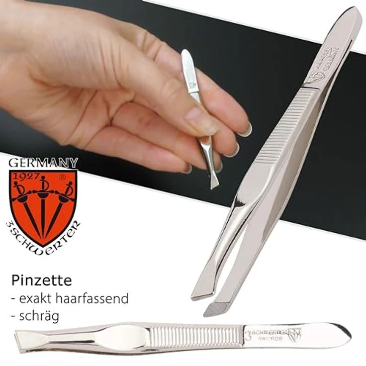 DREI SCHWERTER Nagelpflegeset 'Venezia', 3-tlg. Maniküre- & Pediküre-Set in weißem Echtleder Nageletui, MADE IN GERMANY, inkl. Nagelschere, Pinzette, Saphirnagelfeile – Bild 3