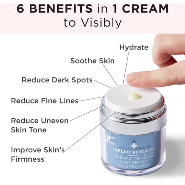 it Cosmetics Daily Retinol Serum-In-Cream, Anti-Aging-Gesichtspflege mit Vitamin E und B5, 50 ml – Bild 4
