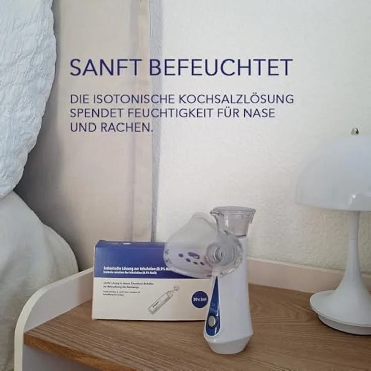 IEA Medical Inhalator & Kochsalzlösung Set, tragbares Inhalationsgerät mit 0,9% NaCl, für Erwachsene & Kinder, inkl. Mundstück und Masken – Bild 3