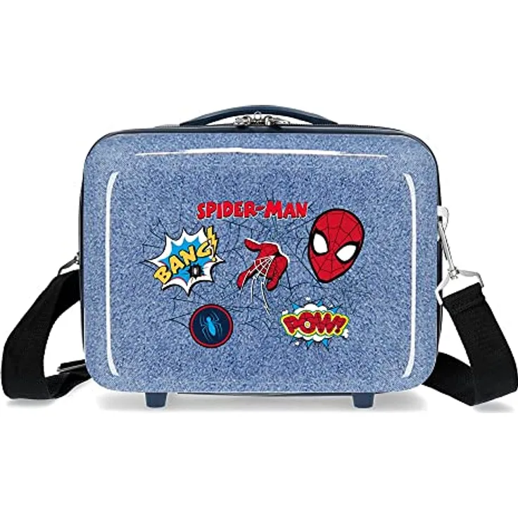 Marvel Spiderman Denim Kulturbeutel, anpassbar, mit Umhängetasche, Blau, 29 x 21 x 15 cm, starr, ABS 9,14 l