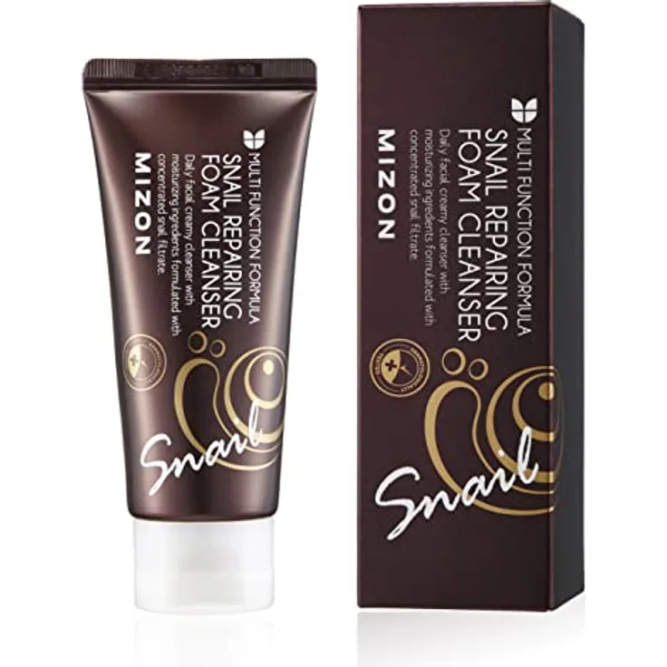 [MIZON] SNAIL REPAIRING FOAM CLEANSER (60 ml) Korean Skincare - Gesichtsreiniger für Poren und Mitesser - Feuchtigkeitsspendende Formel mit Schneckenfiltrat und sanften Bläschen