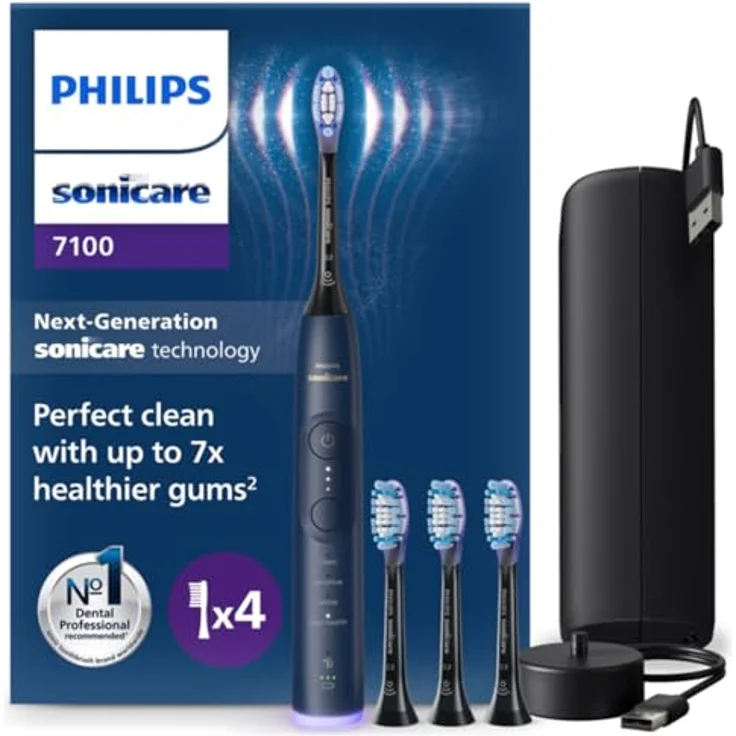 Philips Sonicare Elektrische Zahnbürste Series 7100 HX7423/08, 4 Putzmodi, 3 Intensitätsstufen, 4 Aufsteckbürsten, visuelle Andruckkontrolle – Bild 1