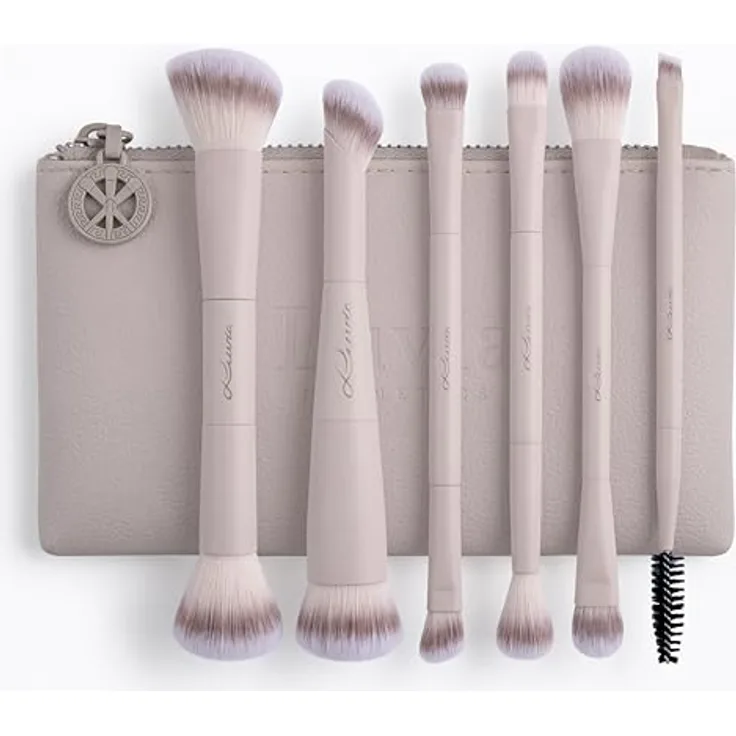 Luvia Cosmetics Gesichtspinsel Duo Voyage - Nude Aura Concealer-Pinsel Set mit Buffer und Duo Glam Pouch für Damen