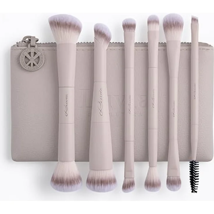 Luvia Cosmetics Gesichtspinsel Duo Voyage - Nude Aura Concealer-Pinsel Set mit Buffer und Duo Glam Pouch für Damen – Bild 1