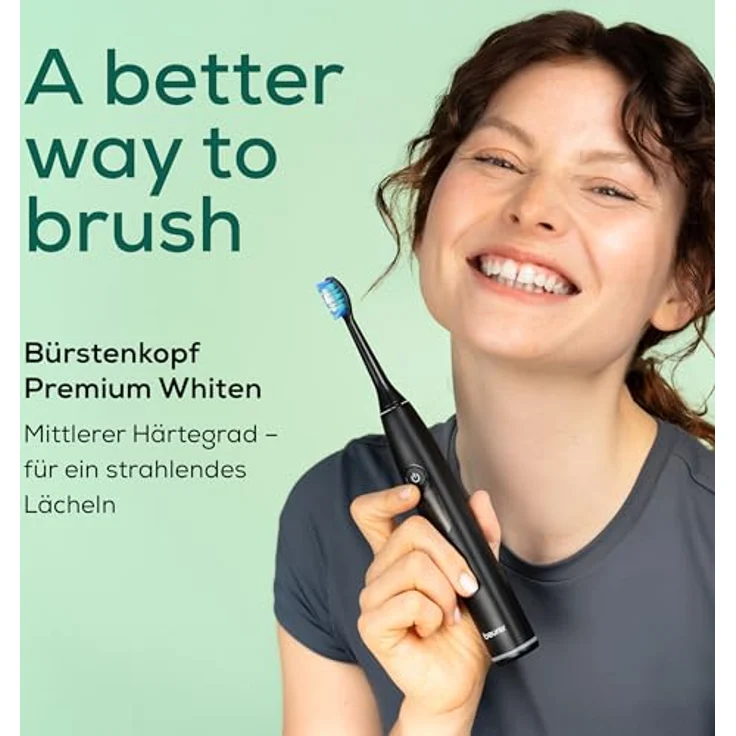 Beurer SC Premium Whiten Bürstenköpfe, 4 Ersatzbürsten mit mittig erhöhten Indikatorborsten, kompatibel mit Philips Sonicare, Härtegrad Mittel, nachhaltige Materialien – Bild 1