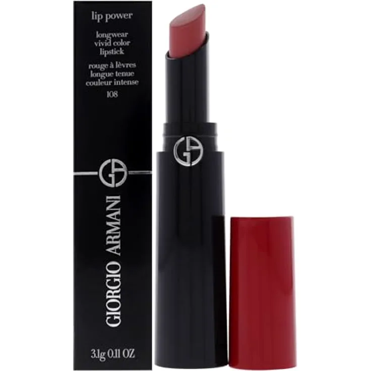 Armani Lip Power, cremiger Lippenstift, Farbton 108 In Love, 3,1 g, hochpigmentierte Textur für voller wirkende Lippen