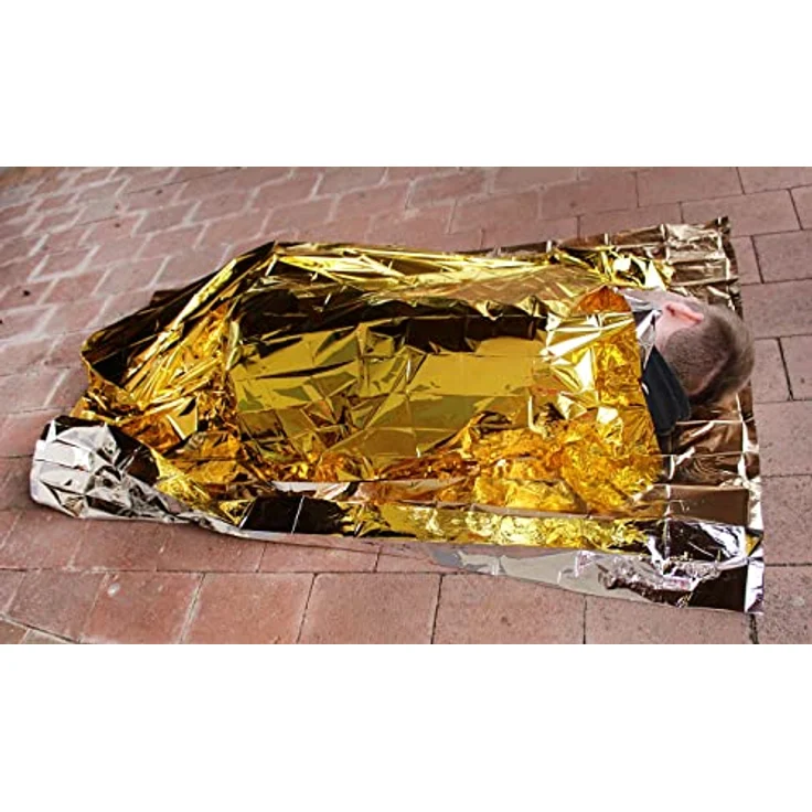 Medi-Inn Erste-Hilfe-Set Rettungsdecke, 160 x 210 cm, gold/silber, 10 Stück, ultradünn und widerstandsfähig für Kälteschutz und Hitzeschutz – Bild 7