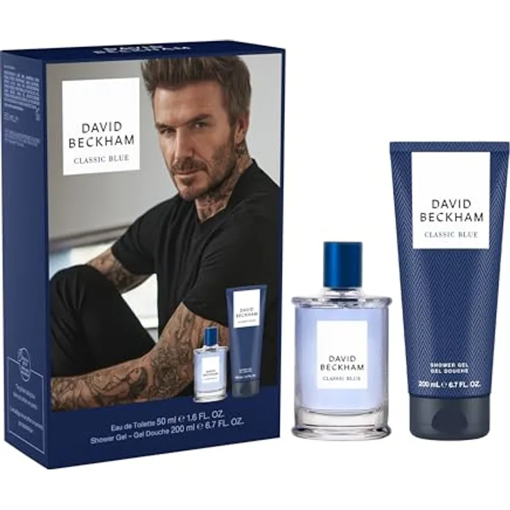 David Beckham DB CLASSIC BLUE EDT 50ml + SG 200ml, Herren-Duftset mit frischem, maskulinem Duft